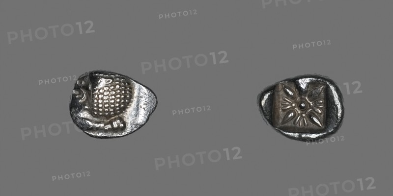 Diobol (Coin) Depicting Forepart of Lion, 478 BC and later, Greek, Miletus, Miletus, Silver, Diam. 1.1 cm, 1.11 g