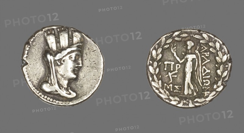 Tetradrachm (Coin) Depicting the Goddess Tyche, 80/79 BC, Greco-Roman, Arados, Phoenicia, Aradus, Silver, Diam. 2.8 cm, 13.49 g