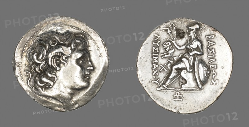 Tetradrachm (Coin) Portraying Alexander the Great, 306/281 BC, issued by King Lysimachus of Thrace (306–281 BC), Greek, Thrace, Thrace, Silver, Diam. 3.1 cm, 16.42 g