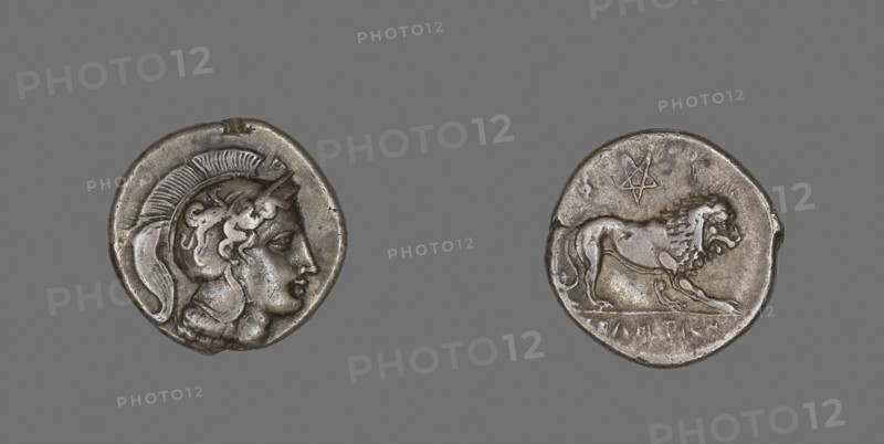 Stater (Coin) Depicting the Goddess Athena, 400/317 BC, Greek, Velia, Silver, Diam. 2.2 cm, 7.32 g