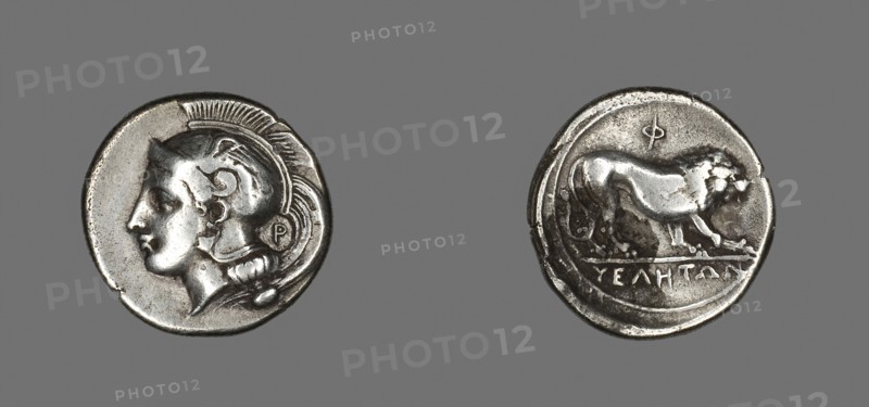 Stater (Coin) Depicting the Goddess Athena, 400/317 BC, Greek, Velia, Silver, Diam. 2.3 cm, 7.23 g