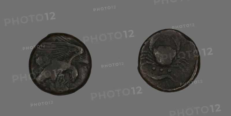 Coin Depicting an Eagle, about 472/406 BC, Greek, Agrigentum (now Agrigento), Sicily, Italy, Agrigentum, Bronze, Diam. 2.2 cm, 9.76 g