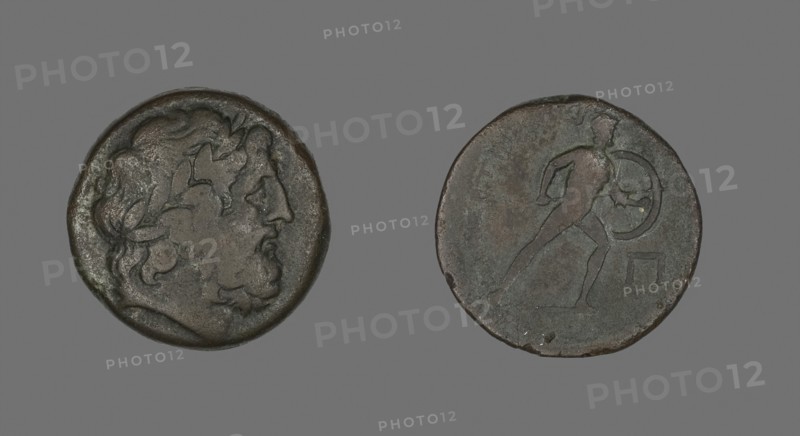 Pentokion (Coin) Depicting the God Zeus, after 210 BC, Greek, Messina, Bronze, DIam. 2.6 cm, 10.17 g