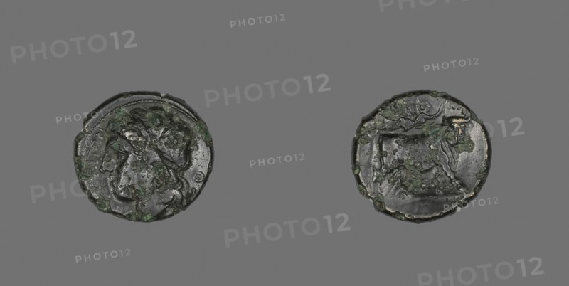 Coin Depicting the God Apollo, about 340/241 BC, Greek, Naples, Bronze, Diam. 2 cm, 5.63 g
