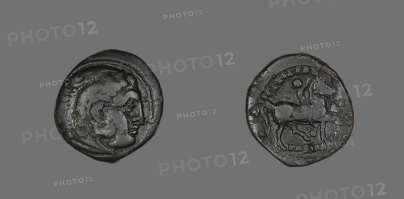 Coin Portraying Alexander the Great as the Hero Herakles, 306/297 BC, Greek, Neapolis, Bronze, Diam. 2.2 cm, 5.91 g