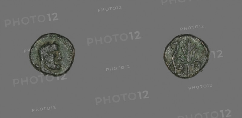 Coin Depicting a Bearded Head, about 300/67 BC, Greek, Greece, Bronze, Diam. 1.3 cm, 2.64 g