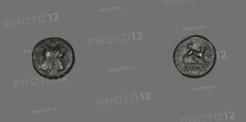 Half-Litra (Coin) Depicting the Goddess Roma, 234/231 BC, Roman, minted in Rome, Roman Empire, Bronze, Diam. 1.2 cm, 1.94 g