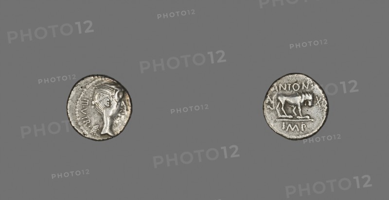 Quinarius (Coin) Depicting the Goddess Victory, about 43/42 BC, Roman, minted in Gallia Transalpina, Italy, Silver, Diam. 1.3 cm, 1.64 g
