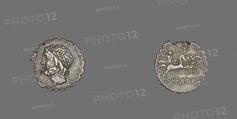 Denarius Serratus (Coin) Depicting the God Saturn, 106 BC, Roman, minted in Rome, Italy, Silver, Diam. 1.8 cm, 3.81 g