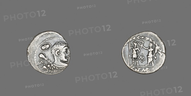 Denarius (Coin) Depicting the Hero Hercules, 100 BC, Roman, minted in Rome, Italy, Silver, Diam. 1.9 cm, 3.72 g