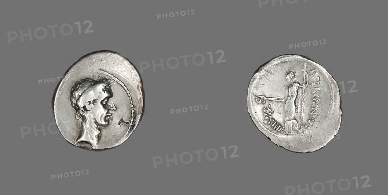 Denarius (Coin) Portraying Julius Caesar, 43 BC, Roman, minted in Rome, Italy, Silver, Diam. 2.1 cm, 3.66 g