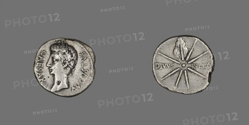 Denarius (Coin) Portraying Emperor Augustus, 19/18 BC, Roman, minted in Spain, Italy, Silver, Diam. 2 cm, 3.47 g