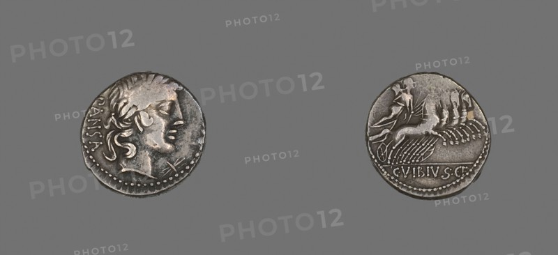 Denarius (Coin) Depicting the God Apollo, 90 BC, Roman, minted in Rome, Italy, Silver, Diam. 1.8 cm, 3.97 g