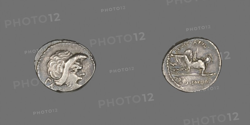 Denarius (Coin) Depicting the Mask of Pan, 48 BC, Roman, minted in Rome, Italy, Silver, Diam. 2 cm, 4.03 g