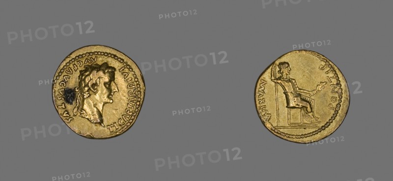 Aureus (Coin) Portraying Emperor Tiberius, AD 14/37, Roman, Roman Empire, Gold, Diam. 2 cm, 7.82 g