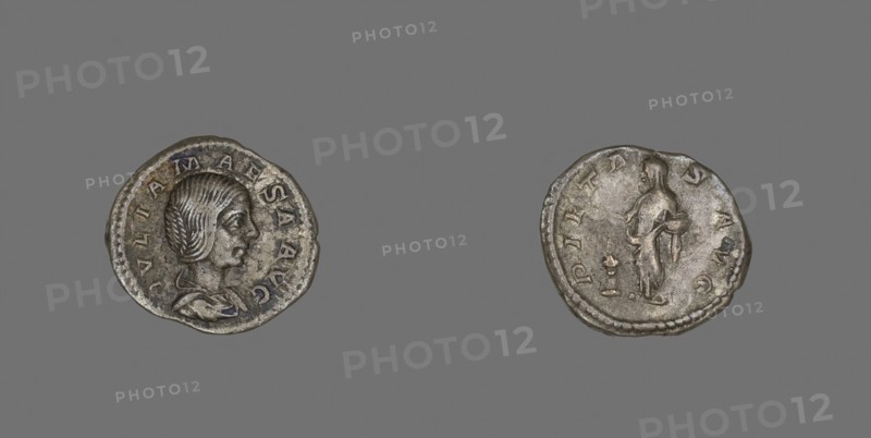 Denarius (Coin) Portraying Empress Julia Maesa, AD 218, Roman, minted in Antioch, Roman Empire, Silver, Diam. 2 cm, 2.55 g
