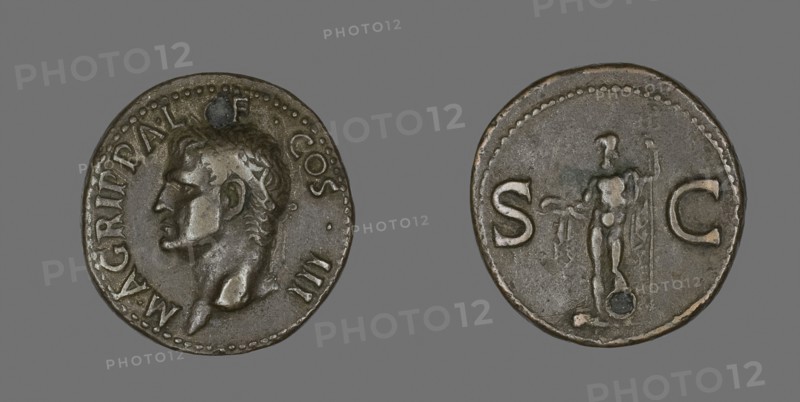As (Coin) Portraying Agrippa, 27/12 BC, Roman, minted in Rome, Rome, Bronze, Diam. 2.9 cm, 10.94 g