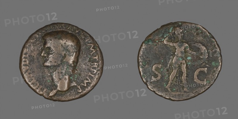 As (Coin) Portraying Emperor Claudius, AD 41/54, Roman, minted in Rome, Rome, Bronze, Diam. 2.9 cm, 8.74 g