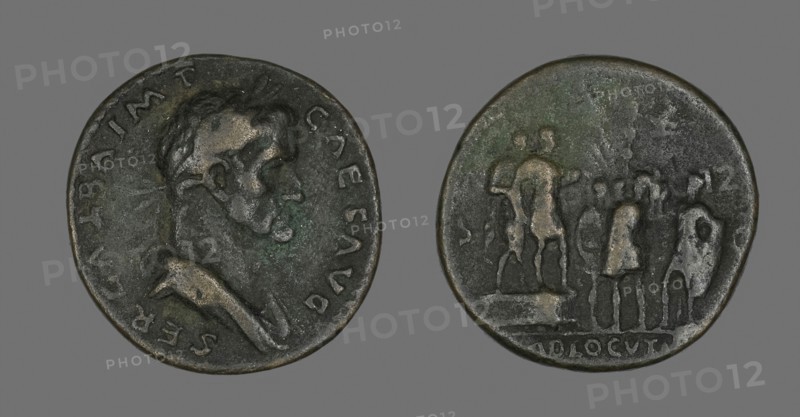 Sestertius (Coin) Portraying Emperor Galba, AD 68, Roman, minted in Rome, Roman Empire, Bronze, Diam. 3.5 cm, 21.18 g