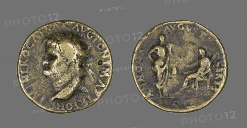 Sestertius (Coin) Portraying Emperor Nero, AD 54/68, Roman, Roman Empire, Bronze, Diam. 3.3 cm, 22.31 g