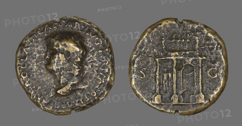 Sestertius (Coin) Portraying Emperor Nero, AD 54/69, Roman, Roman Empire, Bronze, Diam. 3.4 cm, 21.54 g