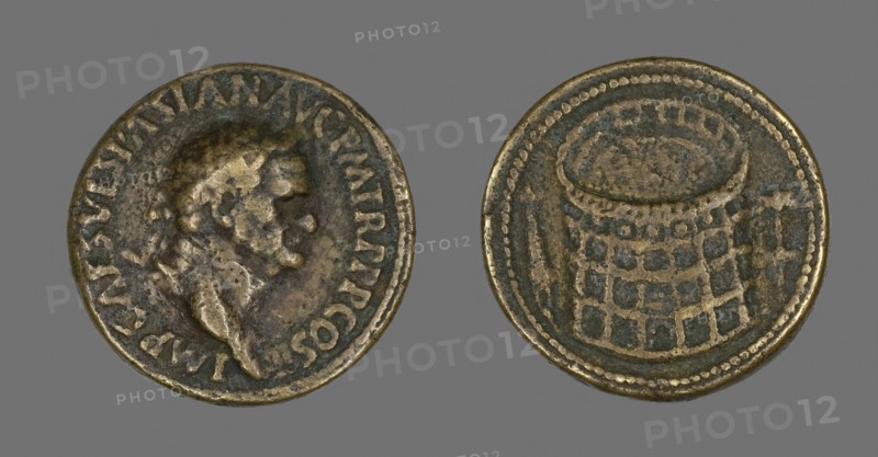 Coin Portraying Emperor Vespasian, AD 70, Roman, Roman Empire, Bronze, Diam. 3.3 cm, 22.52 g