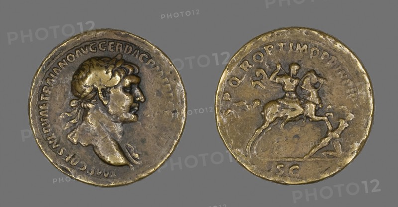 Sestertius (Coin) Portraying Emperor Trajan Conquering Dacia, AD 104/107, Roman, Roman Empire, Bronze, Diam. 3.4 cm, 24.75 g