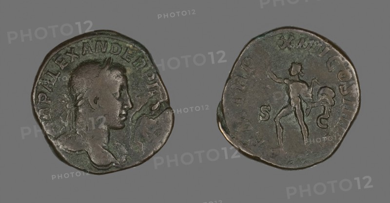 Coin Portraying Emperor Severus Alexander, AD 235, Roman, Roman Empire, Bronze, Diam. 3.1 cm, 22.23 g