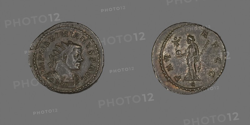 Coin Portraying Emperor Marcus Aurelius Valerius Maximianus (Maximian or Maximianus I), AD 286/305, Roman, Roman Empire, Bronze, Diam. 2.5 cm, 4.42 g