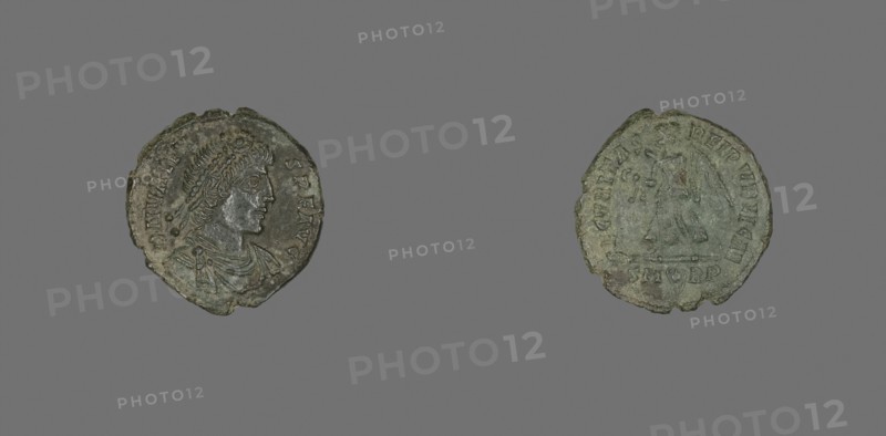Coin Portraying Emperor Valens, AD 364/378, Roman, Roman Empire, Bronze, Diam. 1.9 cm, 2.38 g