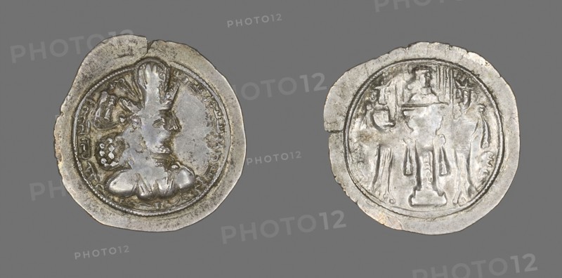 Coin Portraying King Sapor II, AD 309/379, Sasanian, Persia, Khorasan, Silver, Diam. 2.8 cm, 4.20 g