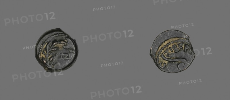 Coin Depicting an Olive Wreath, AD 30/31, Procurator: Pontius Pilatus (reign of Tiberius), Roman, Palestine, Israel, Bronze, Diam. 1.6 cm, 2.44 g