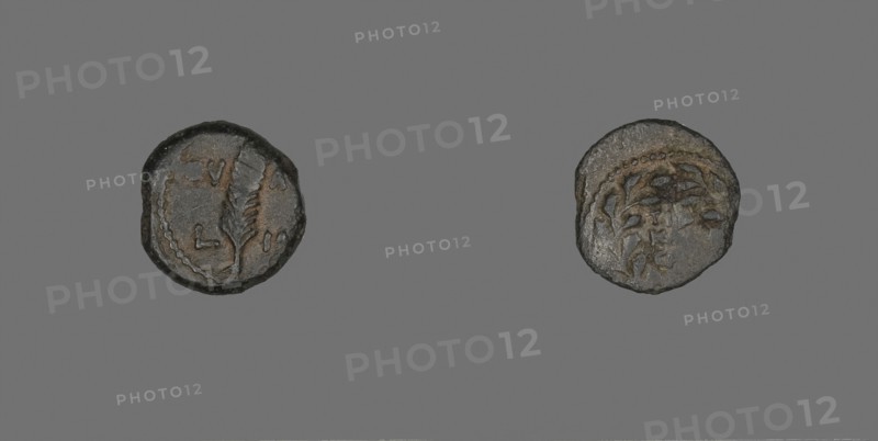 Coin Depicting a Palm Branch, AD 24/25, Procurator: Valerius Gratus (AD 24–25), reign of Tiberius, Roman, Palestine, Israel, Bronze, Diam: 1.6 cm, 2.01 g