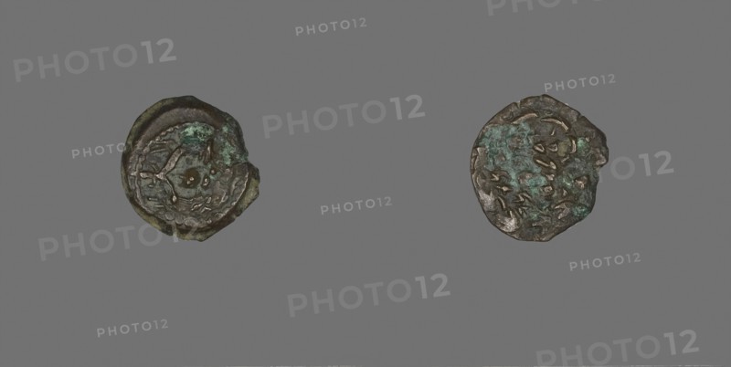 Coin Depicting a Double Cornucopia, Hasmonaean Dynasty (135–76 B.C), reign of Alexander Jannaeus (103–76 BC), Palestinian or Judean, Israel, Bronze, Diam. 1.6 cm, 2.24 g