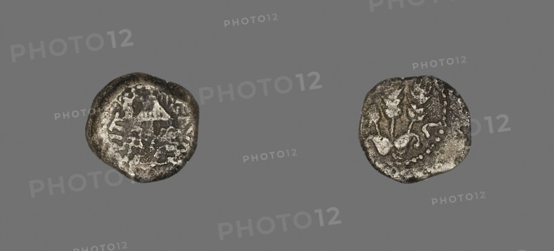 Coin Depicting a Parasol, AD 42/43, reign of King Herod Agrippa I, Roman, Palestine, Israel, Silver, Diam. 1.7 cm, 2.92 g