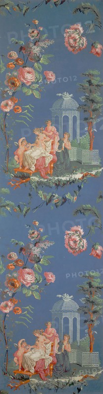 Wall Panel: Toilette of Venus, 18th century, France, Block-printed paper, 209.9 × 64.1 cm (82 5/8 × 25 1/4 in.)
