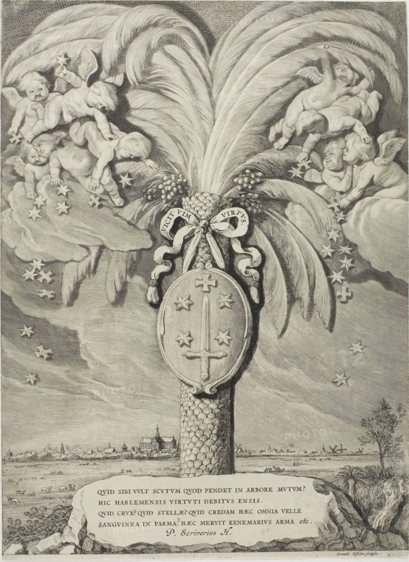 Coat of Arms of Haarlem, end page to Counts and Countesses of Holland, Zeeland and West-Frisia, 1650, Cornelis Visscher, Dutch, c. 1629-1658, Holland, Etching and engraving on ivory laid paper