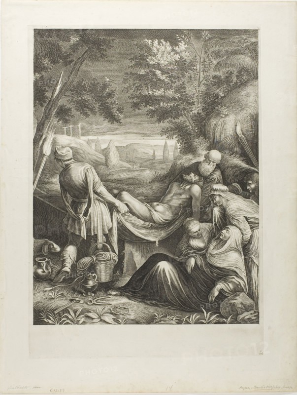 The Entombment, c. 1655, Cornelis Visscher, Dutch, c. 1629-1658, Holland, Engraving on ivory laid paper, 369 x 282 mm (image), 415 x 293 mm (plate), 490 x 372 mm (sheet)