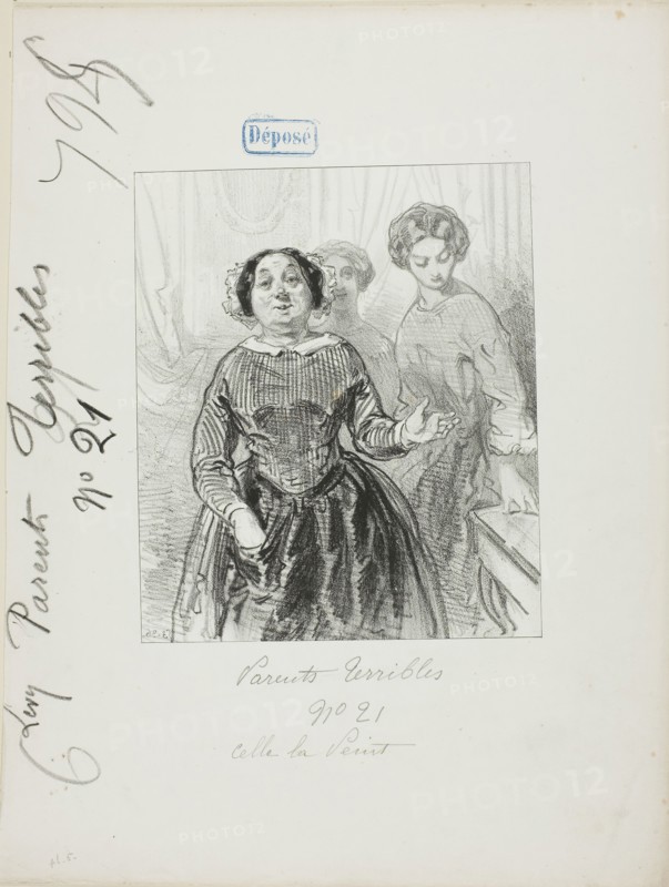 Les-Parents-Terribles series: This one paints…, 1852, Paul Gavarni, French, 1804-1866, France, Lithograph in black on cream wove paper, 191.5 × 162 mm (image), 358 × 269 mm (sheet)