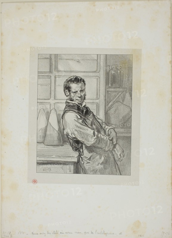 Masks and faces, 1857–58, Paul Gavarni, French, 1804-1866, France, Lithograph in black on light gray China paper laid down on ivory wove paper, 201 × 158 mm (image), 230 × 188 mm (chine), 398 × 288 mm (sheet)