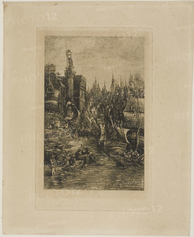My Dream, 1883, Rodolphe Bresdin, French, 1825-1885, France, Etching on paper, 183 × 119 mm (image), 218 × 138 mm (plate)