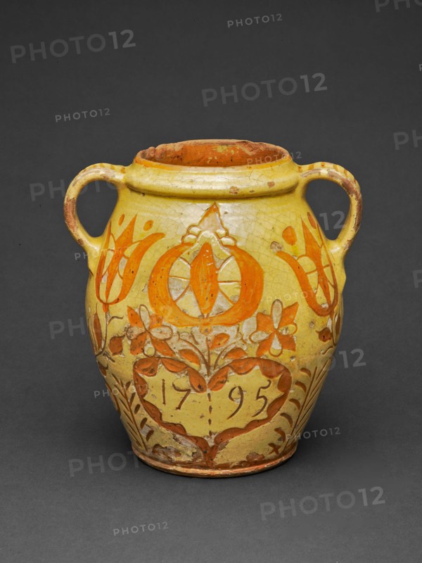 Jar, 1795, American, 18th/19th century, Southeastern Pennsylvania, Pennsylvania, Redware, 18.2 × 17.8 × 15.6 cm (7 3/8 × 7 × 6 1/8 in.)