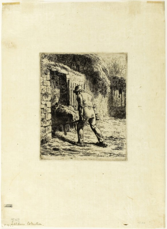 The Gleaners, 1855–56, Jean François Millet (French, 1814-1875), printed by Auguste Delâtre (French, 1822-1907), France, Etching and drypoint on ivory chine laid down on ivory wove paper, 191 × 254 mm (image/plate), 189 × 254 mm (primary support), 330 × 428 mm (secondary support)