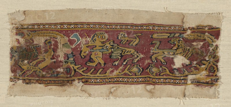 Fragment of a Border, Roman period (30 B.C.– 641 A.D.)/Arab period (641–969), 6th/7th century, Coptic, Egypt, Egypt, Linen and wool, slit tapestry weave, 27.9 × 11.4 cm (11 × 4 1/2 in.)