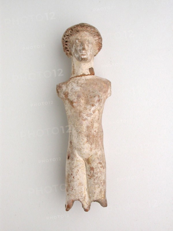 Torso From a Doll, late 5th/4th century BC, Greek, Tanagra, terracotta, 11.1 × 3.5 × 2.9 cm (4 3/8 × 1 3/8 × 1 1/8 in.)