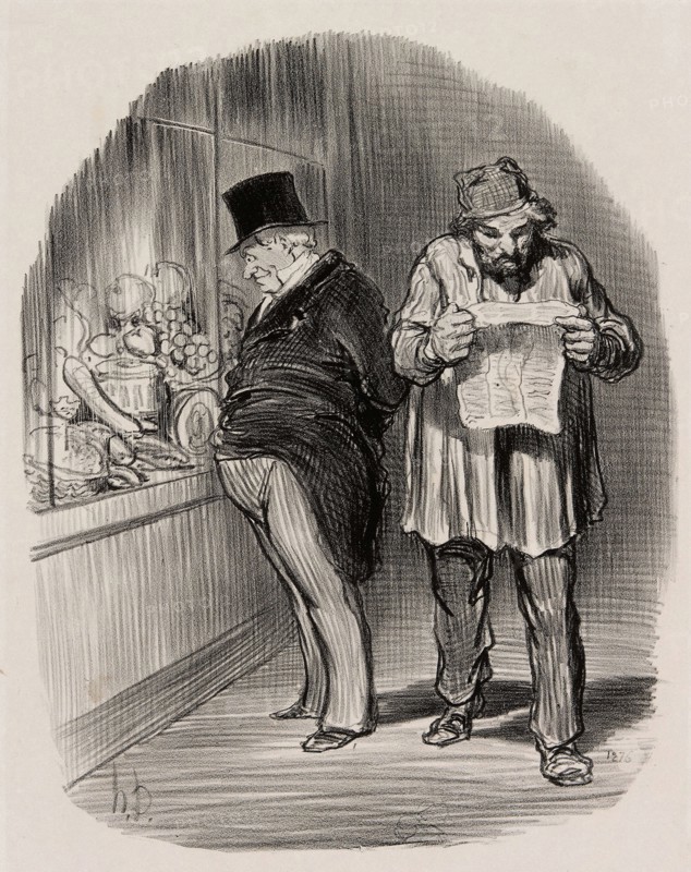 Worker and Bourgeois, from Les Parisiens En 1848, 1848, Honoré Victorin Daumier, French, 1808-1879, France, Lithograph in black on off-white wove paper, 266 × 213 mm (image), 349 × 265 mm (sheet)