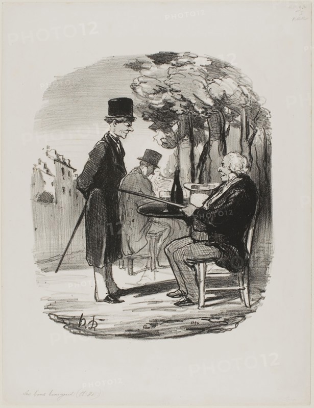 - You are not having your bottle of beer with us this evening… I can tell you are having a private dinner party today, you scoundrel…, plate 81 from Les Bons Bourgeois, 1849, Honoré Victorin Daumier, French, 1808-1879, France, Lithograph in black on white wove paper, 258 × 217 mm (image), 358 × 274 mm (sheet)