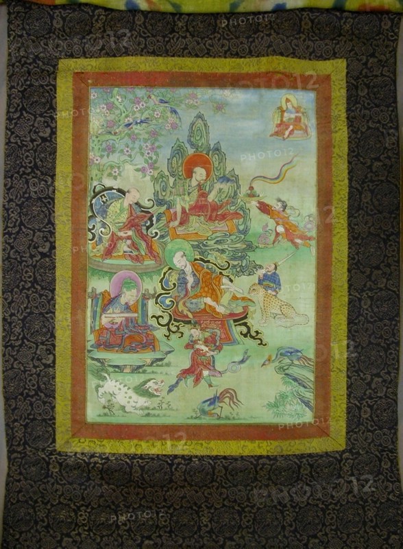 Painted Banner (Thangka) from a Set of Seven Honoring Gayadhara, a Sakya Pandit from India, 19th century, Tibet, Tibet, Pigment on cloth, Image: 43 x 29.5 cm, Overall: 108 x 63.5 cm