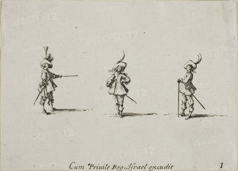 Unarmed Drill, plate one from The Military Exercises, published 1635, Jacques Callot (French, 1592-1635), published by Israël Henriet (French, 1590-1661), France, Etching on paper, 61 × 84 mm