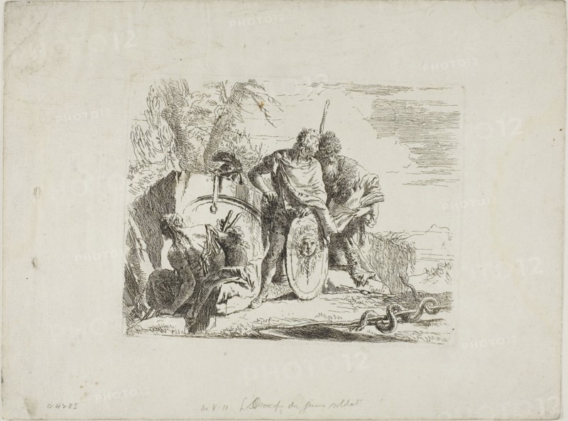 The Astrologer and the Young Soldier, from Capricci, 1740/50, Giambattista Tiepolo, Italian, 1696-1770, Italy, Etching on paper, 140 x 180 mm